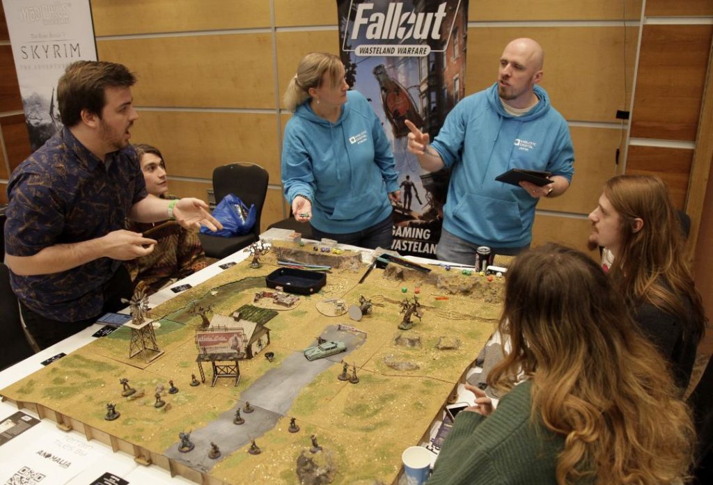 The Fallout RPG by Modiphius being demoed at Dragonmeet as featured in the show preview in Tabletop Gaming magazine