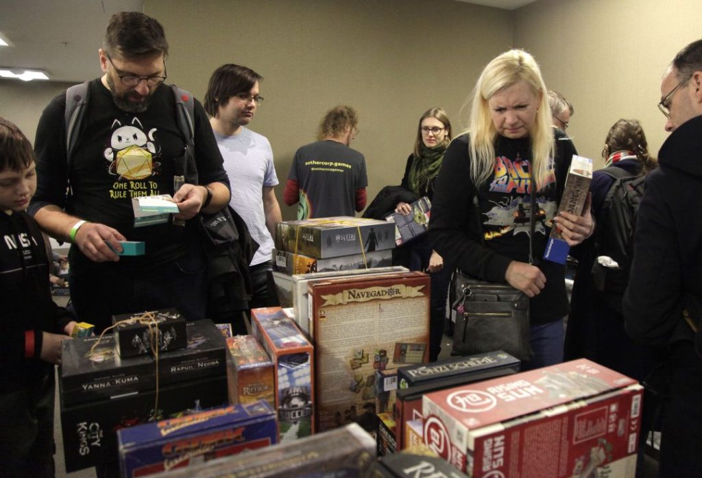 The Bring and Buy sale at Dragonmeet as featured in the show preview in Tabletop Gaming magazine